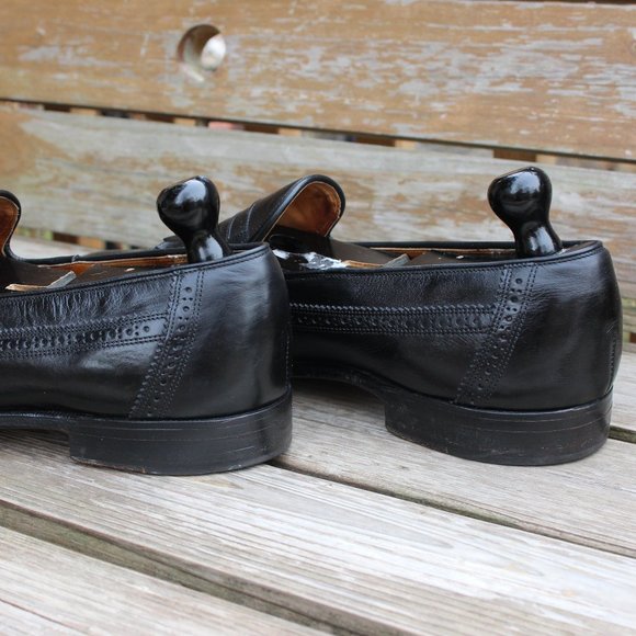 Vintage 80s Black Kangaroo Wingtip Loafers, Men's 13 D, Made in Canada by Dack's - Picture 5 of 13